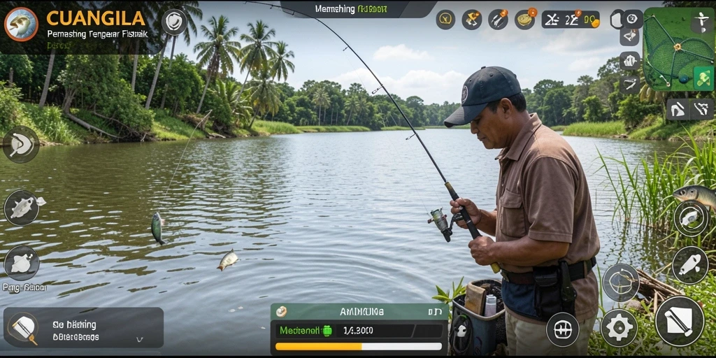 Tampilan gameplay CUANGILA dengan aksi menangkap ikan yang menegangkan.