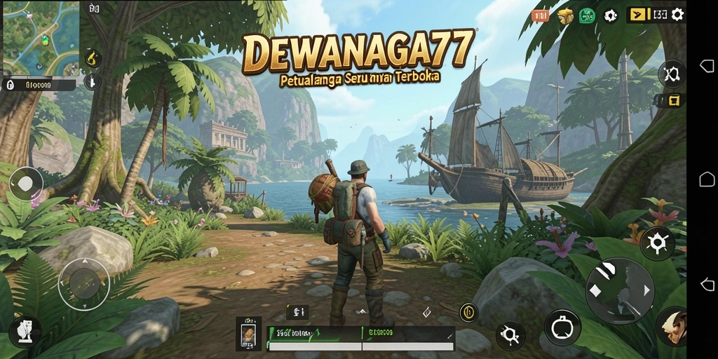 Screenshot gameplay DEWANAGA77 menunjukkan keindahan dunia terbuka yang luas.