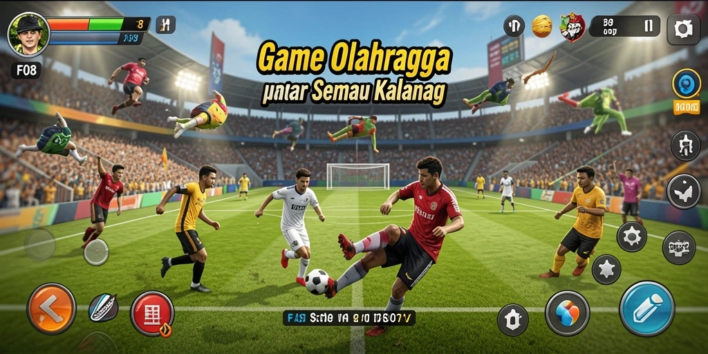 Tampilan gameplay seru F08 dengan aksi olahraga yang mendebarkan.