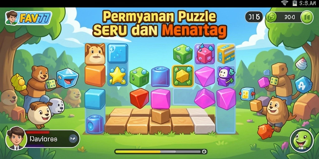 Tampilan FAV77 dengan gameplay Puzzle yang menarik dan penuh warna.