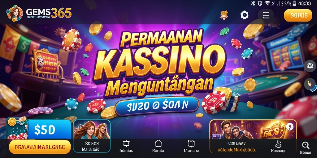 Tampilan penuh warna dari gameplay Kasino di GEMS365.
