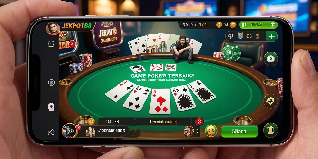 Screenshot gameplay Poker JEKPOT88 menunjukkan pengalaman bermain yang mendebarkan.