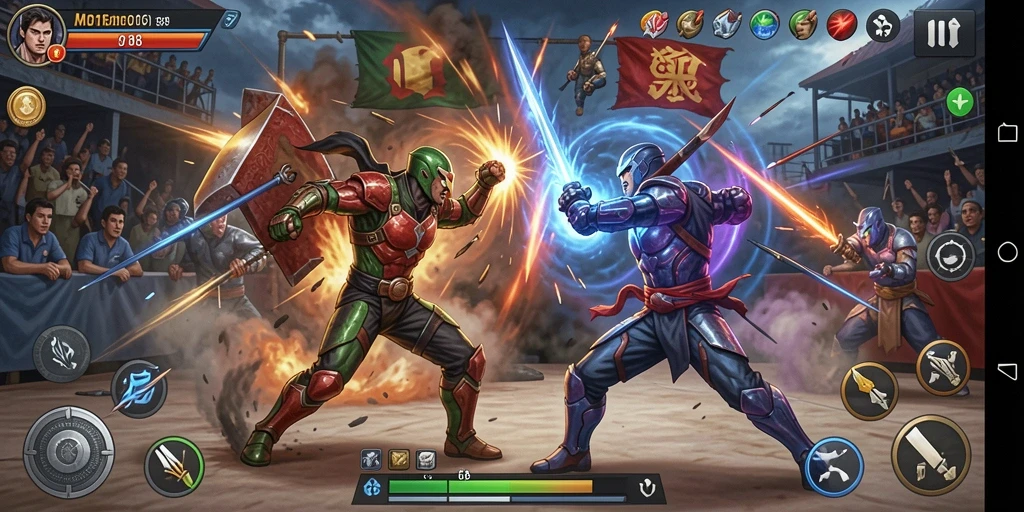 Tampilan gameplay intens di arena pertarungan MDG188.