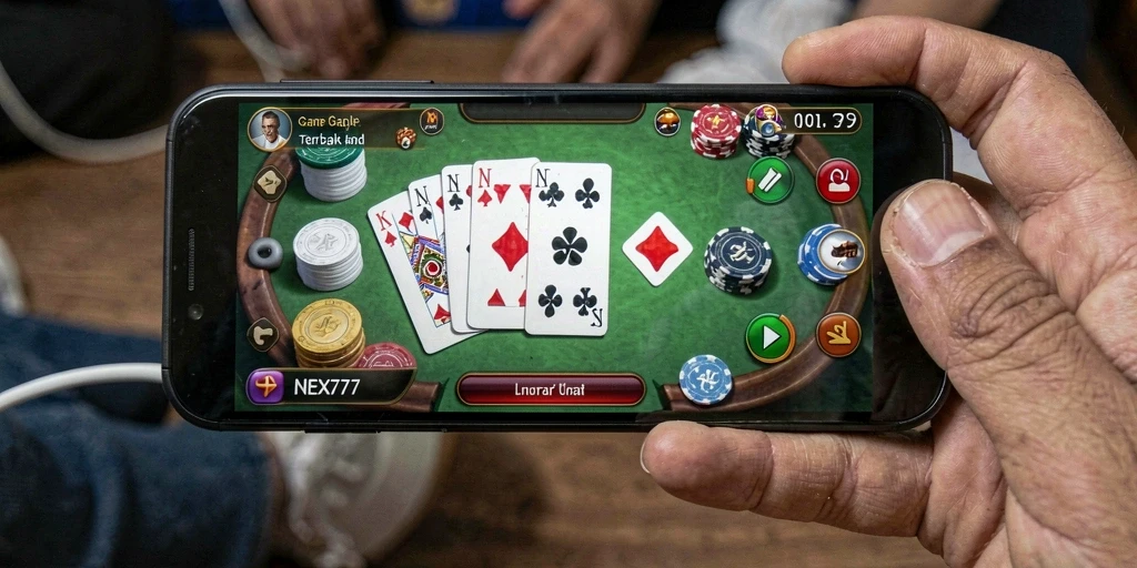 Tampilan menarik dari gameplay Gaple di NEX777.