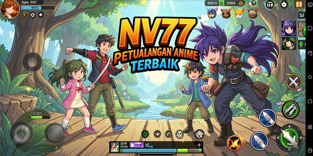 Tangkapan layar gameplay NV77 dengan karakter Anime yang dinamis.
