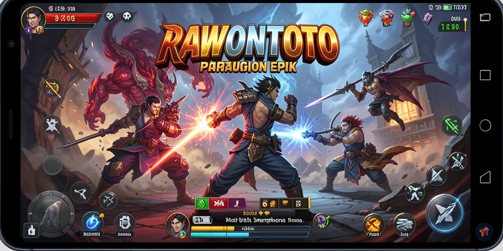 Tampilan gameplay RAWONTOTO dengan aksi pertarungan yang intens.