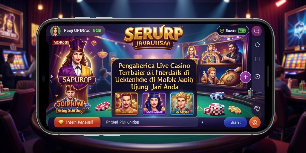 Screenshot gameplay <strong>SERURP</strong> menampilkan dealer profesional dan suasana kasino yang hidup.