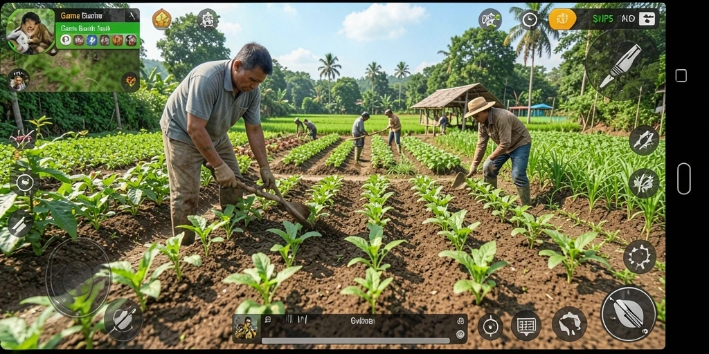 Screenshot gameplay menunjukkan aktivitas bertani yang menarik di SVIP5.