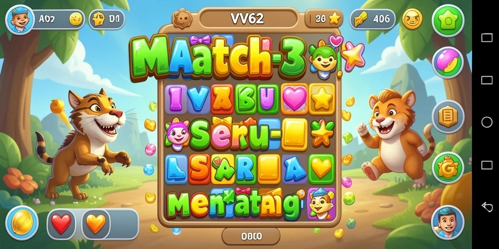 Tampilan gameplay VV62 yang penuh warna dan seru.